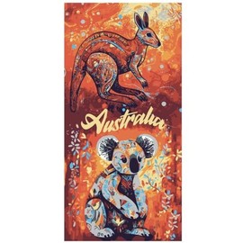I Love Aus Kangaroo and Koala Mosaic Beach Towel