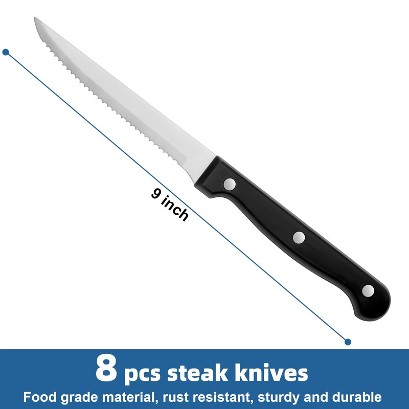 Steak Knives Set of 8, Sharp Triple Rivet Steak Knife