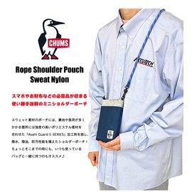 Chums Bag Rope Shoulder Pouch Sweat Nylon, H-Gray/Basic Navy