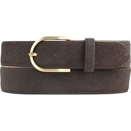 BELTINGER Women's Suede Belt 3.5 cm | Suede Leather Belt for Women 35 mm | Suede Belt with Round Gold Belt Buckle, Dark brown, gold