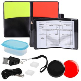 Jinsion Referee Set, Football Referee Cards Set with PVC Red Yellow Card, Referee Set Cards Football with Whistle Lanyard, Short Lanyard, Scorebooks for Football Game