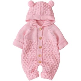 YDOERKKL Mono de punto unisex para bebé, Lindas orejas de oso en 3D Ropa cálida para bebé y niño, Material de algodón puro, sin pilling,Apto para bebés de 1 a 18 Meses