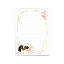 Writing Paper Set Letter Pad with Envelope for Girls Children Horses Two Horses Children's Motif Letter Paper Pad Lined (Pad A5 with 25 Sheets + 15 Envelopes)