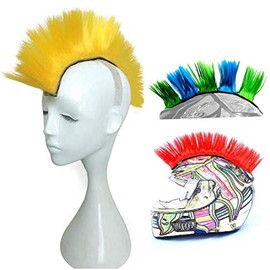 3T-SISTER Mohawk Wig Adhesive for Motorcycle, Bicycle, Ski, Snowboard Helmet Hair Patches - Skinhead Costumes & Cosplay Wig (Yellow)