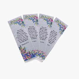 Fabric Bible Bookmark with Bonus Tassel Bookmark - Bulk Pack of 4 - Romans 15:13: May The God of Hope Fill You Bible Book Markers - Christian Bookmarks for Women - Religious Bookmarks