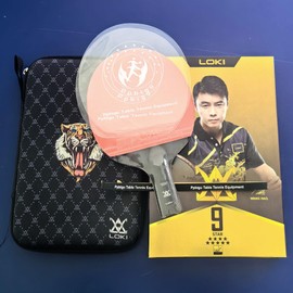 Ppbigu Wanghao Loki 9 Star Professional Ping Pong Bat Paddle with Original Bag, High Sticky 5 Wood +2 Carbon Blade Table Tennis Racket for Attack-Loop Play (Shorthandle-CS)