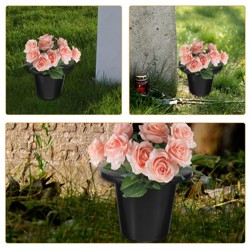 HANABASS Cemetery Grave Vase Inserts: 8pcs 16 Holes Cemetery Flowers