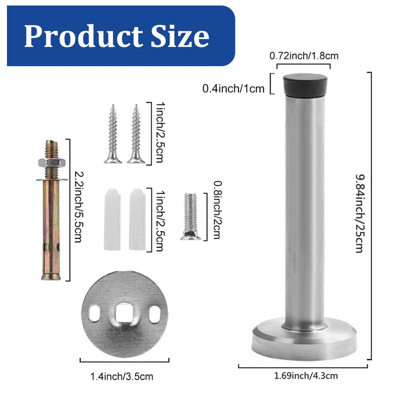 Misuyue Wall Door Stop, Stainless Steel, 25 cm, Wall Mounted