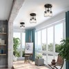 LALUZ Mason Jar Flush Mount Ceiling Light, 3-Light Black Farmhouse