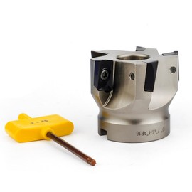 YUFUTOL 90 Degree Square Shoulder Indexable Face Mill with 5 Pcs APKT1604 Carbide Inserts, 2" Cutting Diameter, 1.75" Overall Length, 5 Flutes