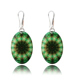 Boho Large Mandala Design Round Lightweight Earrings Hanging Jewellery for Women (Style 36 - Green)