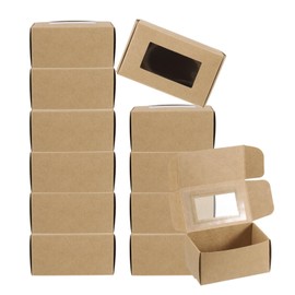 PATIKIL 4"x2.5"x2" Paper Soap Box with Window, 30 Pack Homemade Soap Boxes Rectangle Presents Packaging Boxes for Birthday Christmas DIY Craft, Brown