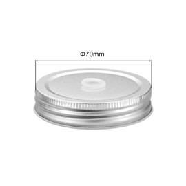 sourcing map 12 Pcs Regular Mouth Mason Jar Lids with Straw Hole, 70mm Mason Canning Lids Mason Jar Caps for Canning Jars Silver