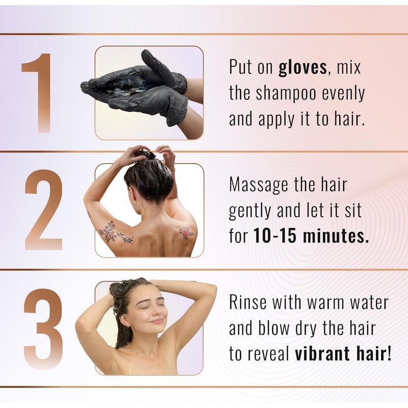 Herbishh Light Brown Pack of 3 Hair Color Shampoo for