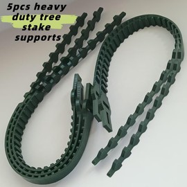 Heavy Duty Tree Stake Supports Adjustable Tree Straightening Ties 5pcs Tree Limb Bands Training System Flexible Rubber Locking Straps - Cable, Plant Ties for Staking (Green 23.6 Inch)