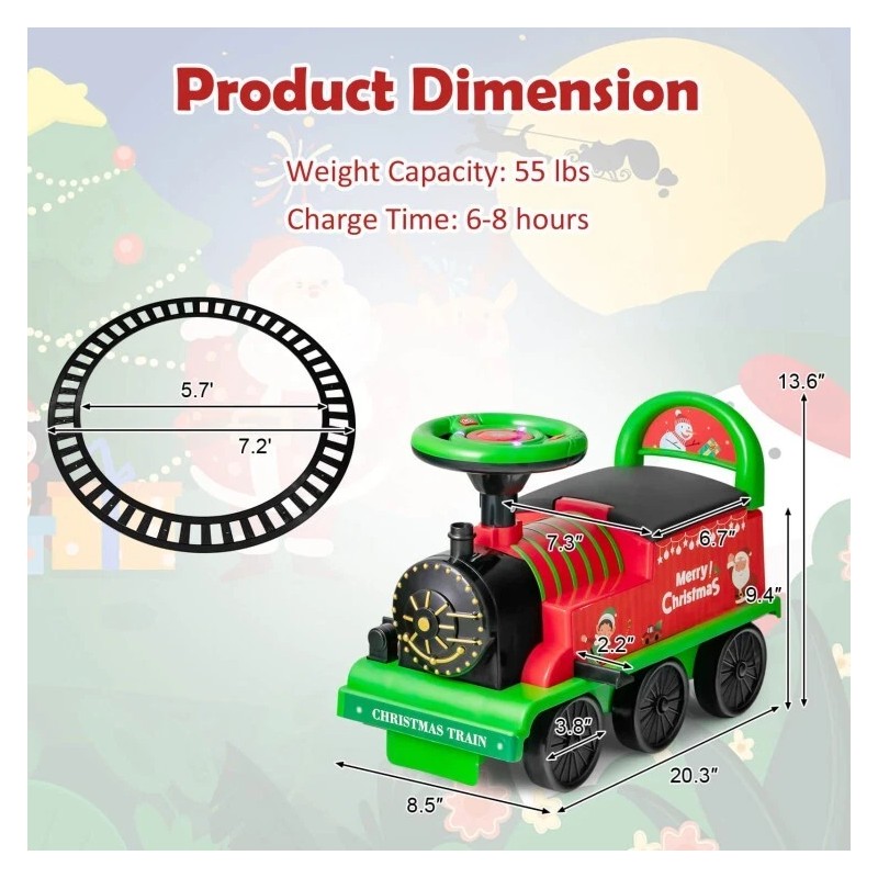 Costway 6V Battery Powered Kids Ride On Electric Train Set