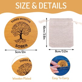 FYSUIMU 28 Pcs Wooden Sobriety Coin Set Recovery Sobriety One Year Medallion Anniversary Chip with Linen Pockets for Alcoholics Addiction Recovery Reward