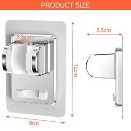 WinGluge Shower Head Holder, No Drilling, Shower Holder for Stable and Angle Adjustable, Universal Shower Holder, Easy Assembly, Hand Shower Holder for Bathroom (Silver)