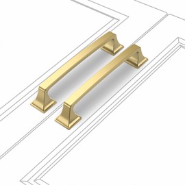 KNOKLOCK 10 Pack 5 inch(128mm) Kitchen Cabinet Handles Gold Cabinet Pulls Brushed Brass Kitchen Cabinet Hardware Drawer Pulls for Dresser Cupboard Wardrobe