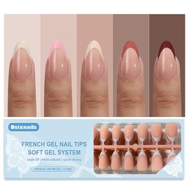 Dsixnails 150 Uñas Postizas En Tonos De Piel Para Mujer 5 Estilos Almendra Punta Francesa Suave Uñas Postizas Cortas De Gel Uñas Acrílicas Prefrancesa