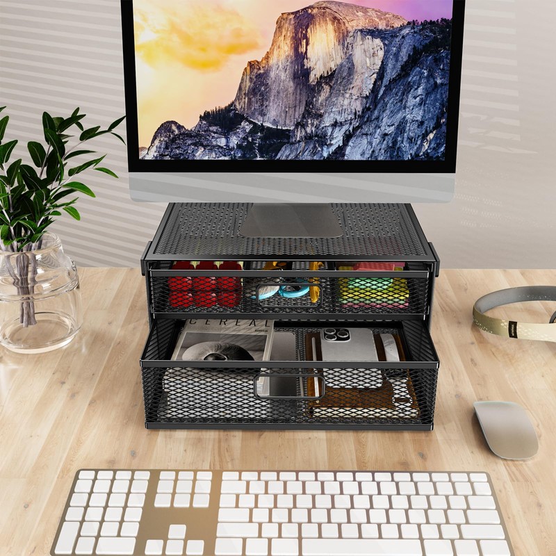 Under Desk Drawer Organizer No Drilling 2 Slide Out Drawer