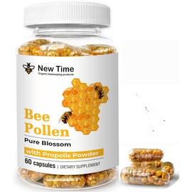 Bee Pollen Capsules with Propolis – Organic Supplement for Energy, Vitality, Wellness, Rich in Vitamins, Immune Support & Nutrient Boost for Men & Women, 100% Pure & Natural for Breast Growth
