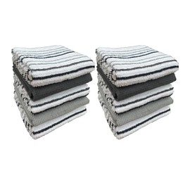 BLOOM BLENDS Pack of 5 Terry Cotton Kitchen Tea Towels Super Absorbent Quick Drying Soft Dish Towels for Bar Restaurant Cooking Cleaning and Drying (10pk Silver)