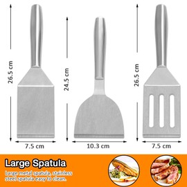 Eolilim Large Metal Spatula, Flexible Stainless Steel Spatula, Slotted Turner Easy to Clean, Burger Spatula for Eggs, Steak, BBQ