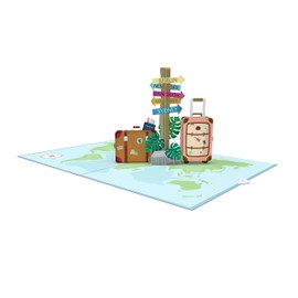 MOKIO® Pop Up Card - Travel - 3D Birthday Card for a Holiday or as a Greeting Card for Birthday or Leaving