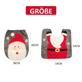 yeloumiss Toilet Seat Cover Christmas Toilet Lid Carpet Christmas Decoration Toilet Lid Cover Seat Cover Santa Claus Snowman Elk Christmas Items Decorative Bath Mats Set of 2 (Santa Claus)