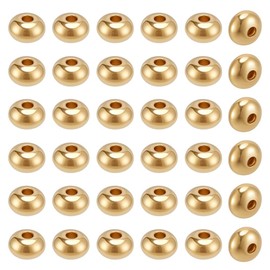 CRAFTYMELODY 300Pcs 18K Gold Plated Alloy Beads 3mm Smooth Round Spacer Beads Flat Rondelle Filled Solid Small Loose for Earrings Necklaces Bracelets Jewelry Making DIY Crafts Accessory