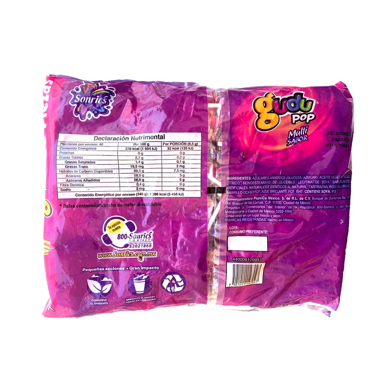 Sonric's Sonrics Gudu Pop Multi Sabor Paletas/Lollip