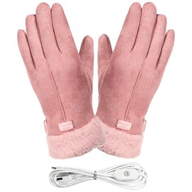 Heated Gloves for Women, Electric Heating Gloves Rechargable Winter Ladies Gloves USB Heated Winter Gloves Winter Split Finger Gloves Waterproof Thermal Cycling Gloves for Outdoor