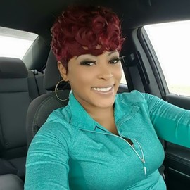 MUJGOO Burgundy Short Pixie Cut Wig for Black Women Red Pixie Cut Wigs Synthetic Short Curly Wig Fluffy Heat -Resistant Daily Replacement Wig 118 Colors