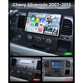 64GB QLED Car Radio for Chevy Silverado Tahoe Equinox GMC Sierra Yukon 2007-2013: 10.1inch HD Touch Screen Wireless Carplay Android Auto 5GWiFi Bluetooth5.0 Backup camre/SWC/FM/GPS