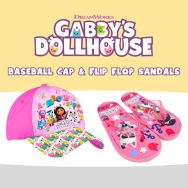 Gabby's Doll House Girls Baseball Cap and Flip Flops Gabby Hat Summer Set for Girls, multicoloured