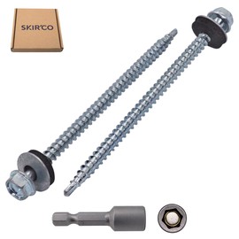 SKIR'CO (Pack of 10) Galvanised Roofing Bolts, 4.8 x 100mm Self Drilling Screws with EPDM Washers, Sheet Metal Hex Screw