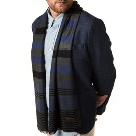 Marino's Winter Cashmere Feel - Bufanda para hombre, 100% algodón, en elegante caja de regalo, Ónix Índigo, Talla única