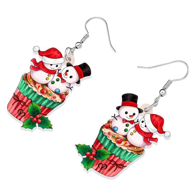 TIZURO Christmas Acrylic Candy Cane Cupcakes Earrings Fun Holly Berries
