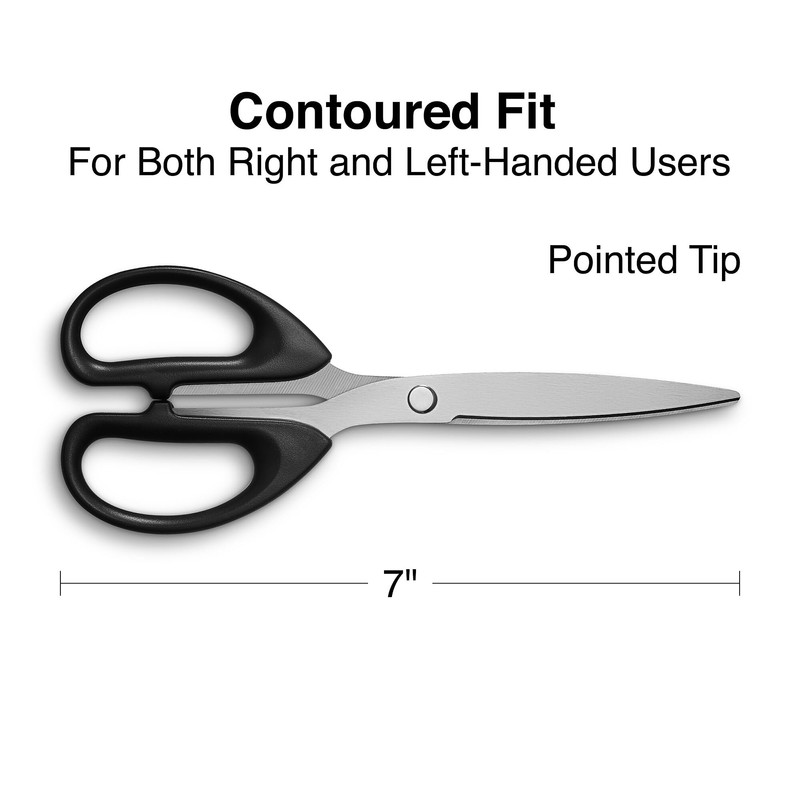 Staples 7" Pointed Tip Stainless Steel Scissors, for Right &