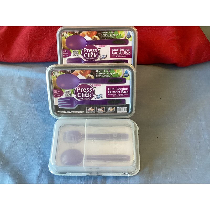 Stor-All Solutions Press 'n Click Dual Section Lunch Box w/cutlery