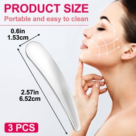 VARMDUKKE 3PCS Mini Makeup Cosmetic Spatula, Reusable Metal Makeup Spatulas Skincare Spoon, Facial Cream Mask Applicator Scoop, Mild Beauty Tools for Mixing, Sampling Face Eye Cream - Silver