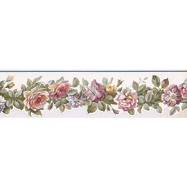 5 in x 15 ft Prepasted Wallpaper Borders - Floral Wall Paper Border PP76575DC
