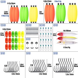 Catfishing Tackle Making Kit Catfish Rig Accessories 103PCS/104PCS Catfish Tackle with Catfish Floats Catfish Hooks Swivels Fishing Bells (Type B)