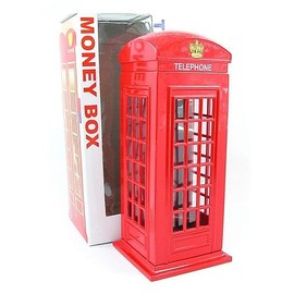 London Souvenir Die Cast Metal with Plastic Parts Red Telephone Box Money Box - Plastic