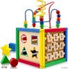 Wooden Activity Cube for Baby - 6 in-1 Baby Activity
