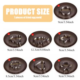 Pack of 7 Fried Egg Moulds, Fried Egg Moulds for Pan, Omelette Mould, Pancake Mould, with Handle for Omelets, Mini Pancakes