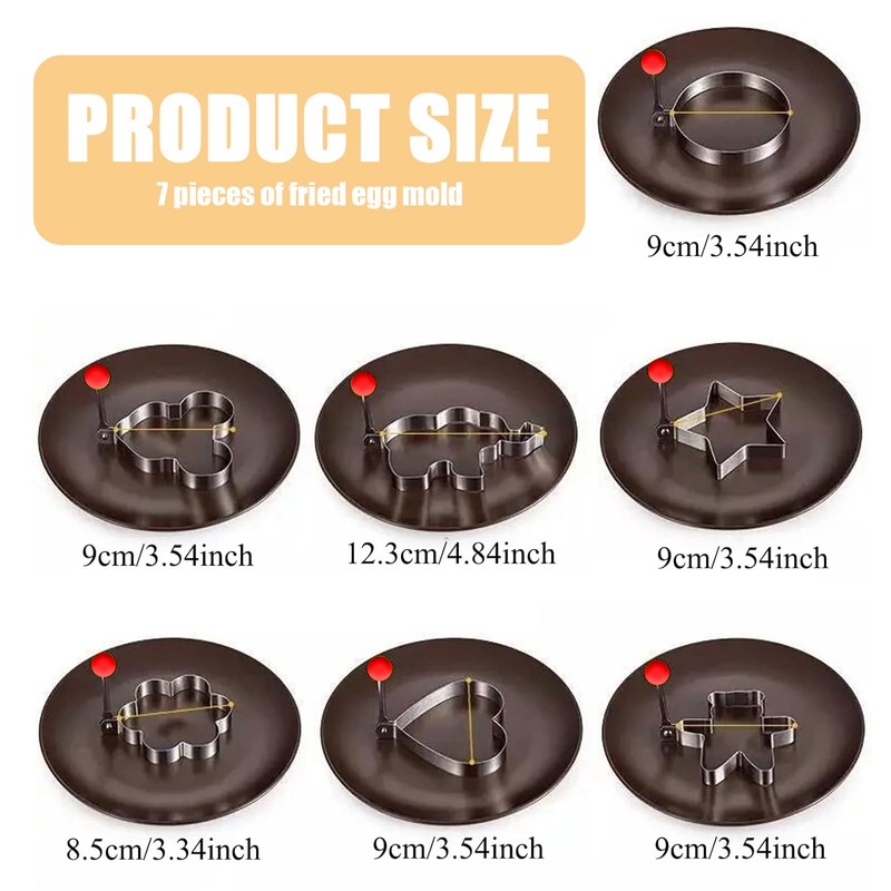 Pack of 7 Fried Egg Moulds, Fried Egg Moulds for