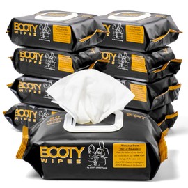Booty Wipes - Flushable Wipes for Men - Aloe Vera and Vitamin E - Non-Woven - 640 Count Pack of 8-5.9 x 7.5 Inch - Alcohol Free - Fragrance Free - pH Balanced - Durable and Gentle Toilet Wipes