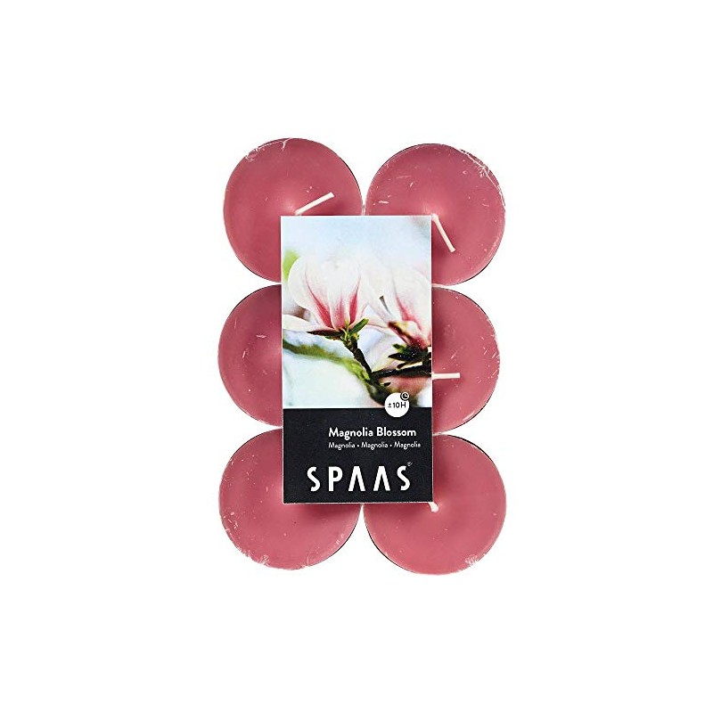 Spaas 12 Scented Maxi Tealights, 10 Hours, Magnolia Blossom, Rose